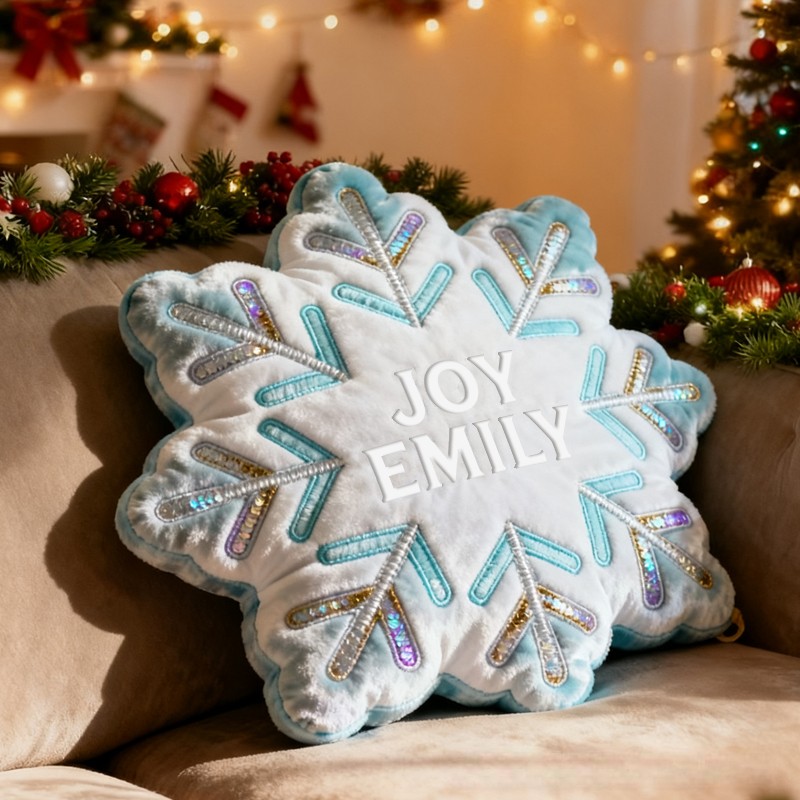 Personalized Christmas Snowflakes with Name Graphic 3D Print Pillow Christmas Gift for Family