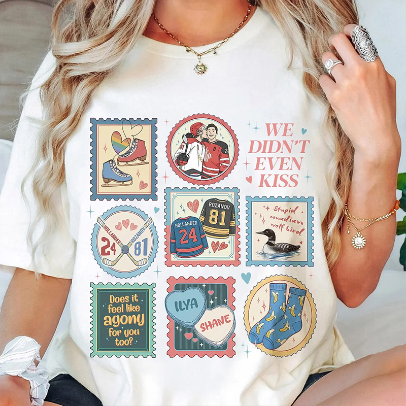 Personalized Hockey Romance Design T-Shirt with Custom Hockey Rivals Couple Shirts, Movie Book Fans Gift