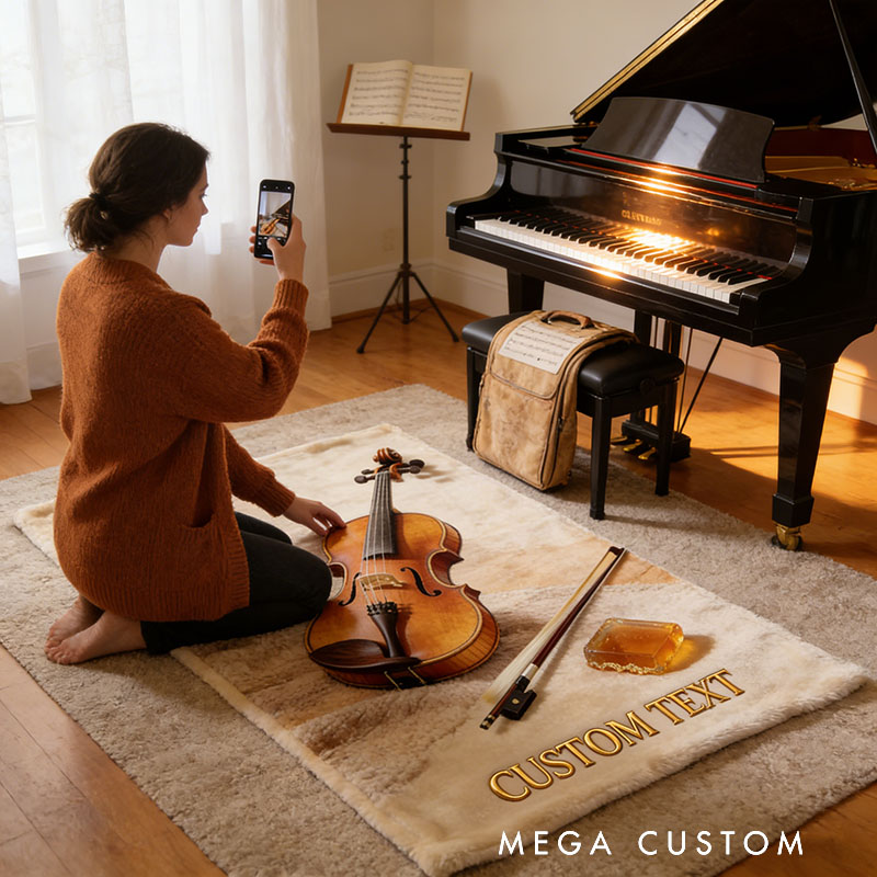 Personalized Musical Instrument Corner Violin Themed Soft Throw Blanket with Name Perfect for Music Lovers Birthday Anniversary Performance Gifts