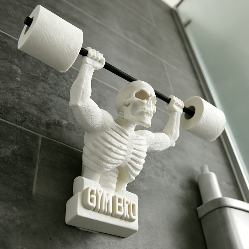 Personalized 3D Printed Skeleton Toilet Paper Holder Weightlifter Design Funny Bathroom Decor Funny Bathroom Decor Gym Themed Fitness Inspired