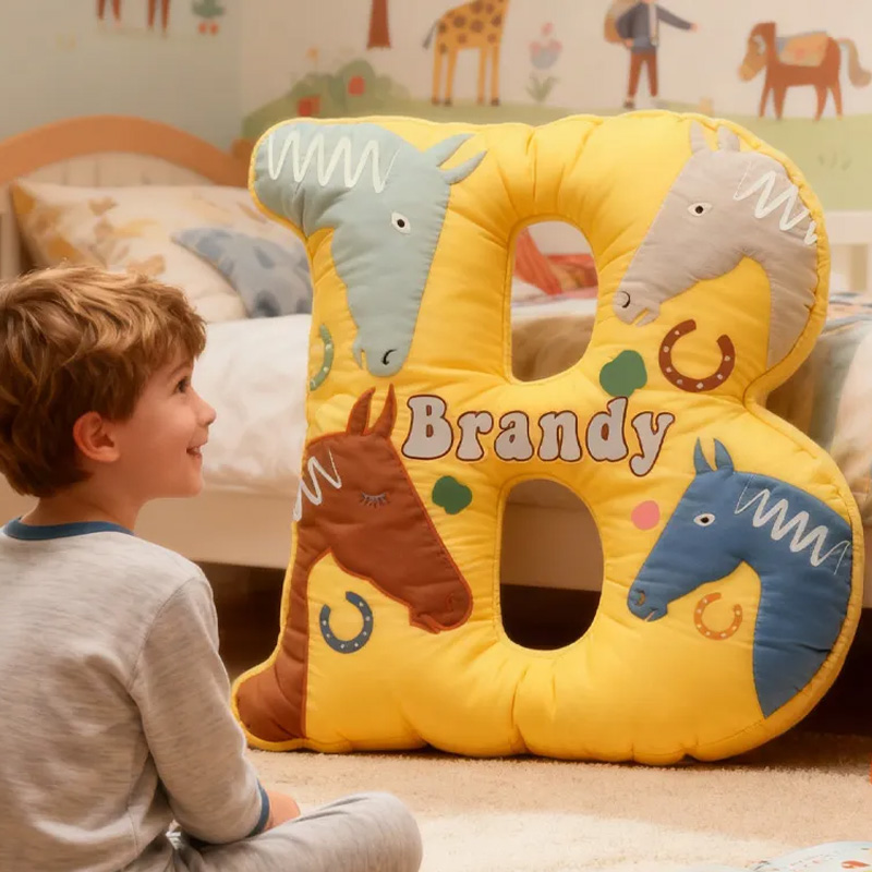 Personalized Riding Equestrian Horse Pillow Floral Horse Custom Name Festive Flower Decor with French Countryside Gifts for Family Graphic 3D Print Riding Lovers