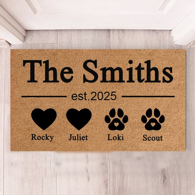 Personalized Welcome Doormat Custom Family and Pet Doormat Thoughtful Housewarming Gift for Your New Home Closing Gifts First Home Gift Christmas Gift
