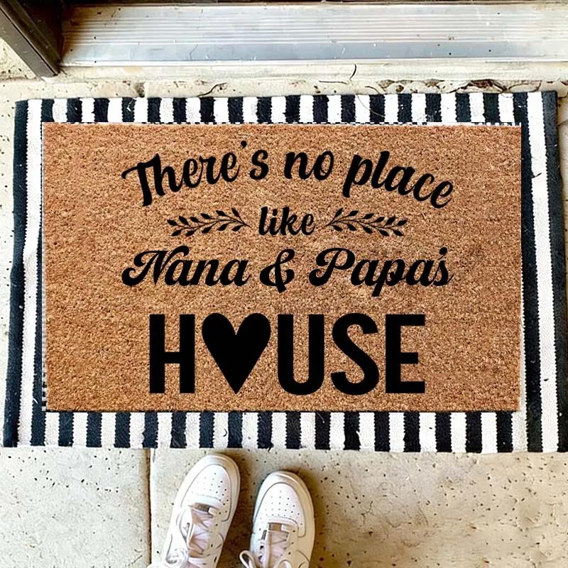 Personalized There's No Place Like Grandparents House Doormat Custom Welcome Mat Indoor Outdoor Rug Home Decor Gift for Family Grandkids Entryway