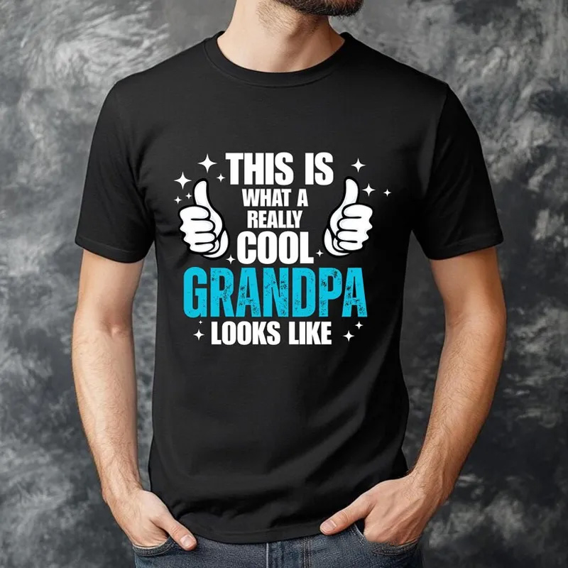 Personalized Grandpa T-Shirt Custom This Is What a Really Cool Grandpa Looks Like Gift for Grandfather Father's Day Birthday Comfortable Cotton Shirt