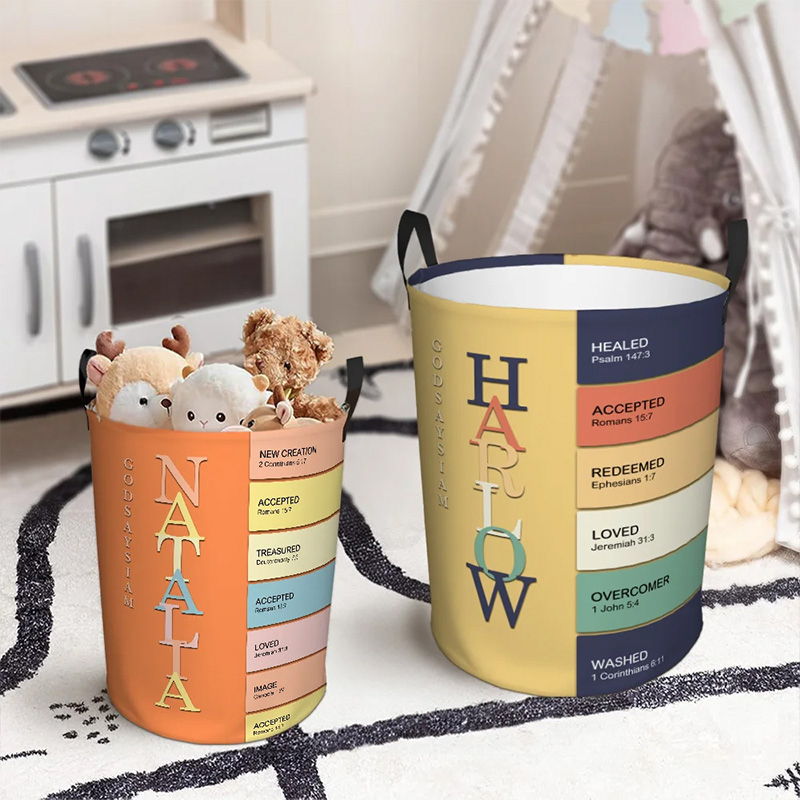 Personalized God Says i am Name Meaning on Bible Verse Storage Basket with Name Daily Use Religious Gift for Christians