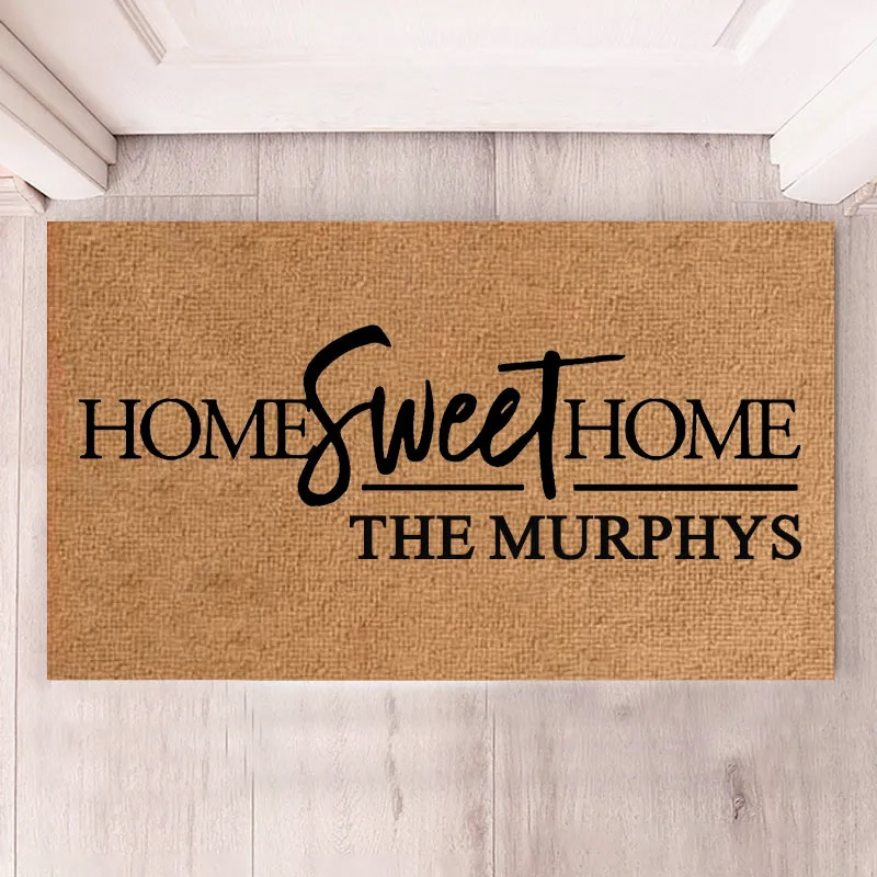 Personalized Home Sweet Home Doormat Custom Family Name Durable Coir Welcome Mat for New Home Entryway Perfect Housewarming Gift for Couples