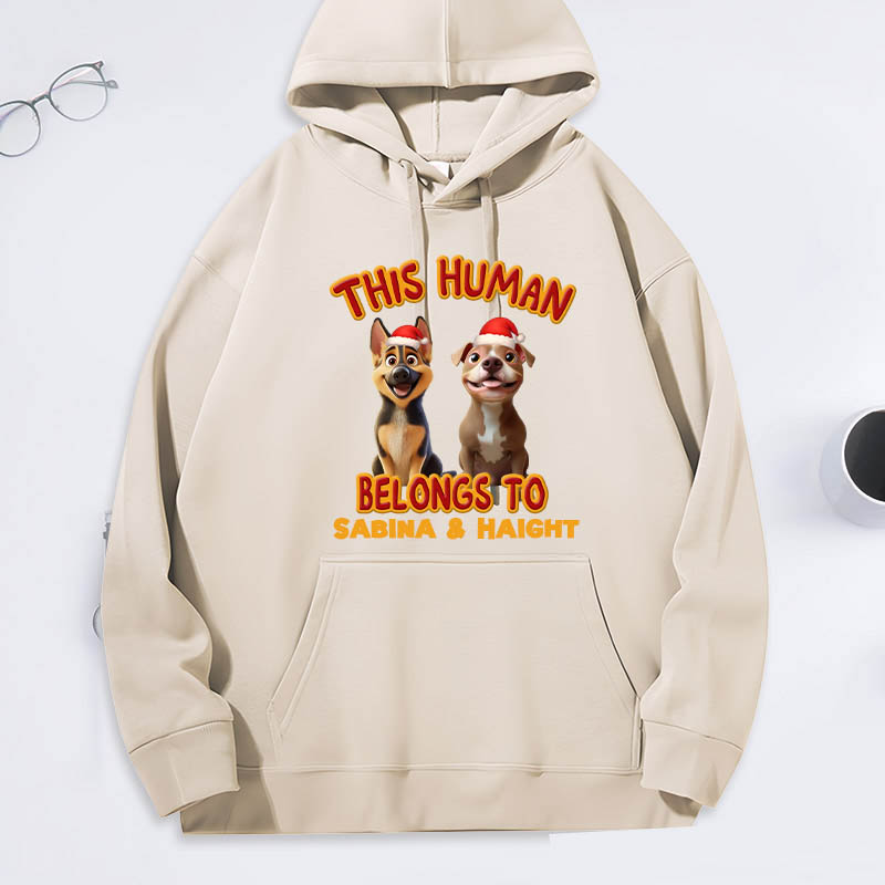Personalized Dog Lover this Human Belongs to Lovely Dog Christmas Hoodies
