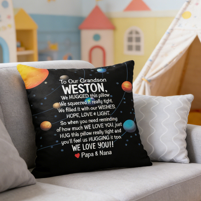 Personalized Space Theme Planets Love Throw Pillow Astronomy Gift for Child Nerd Geek Lover