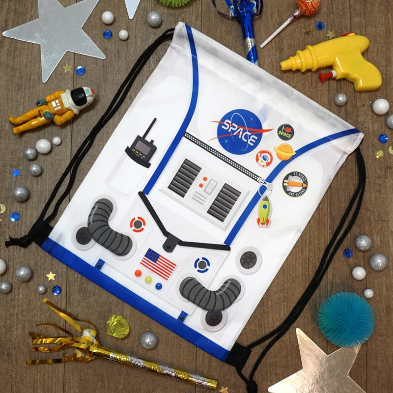 Personalized Galaxy Astronaut Drawstring Goodie Bag Space Party Favor Bags Backpack for Geek Lover