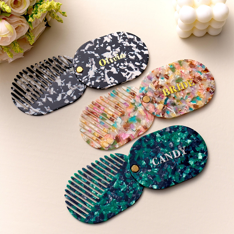 Personalized Large Amber Hair Comb Marble Hair Comb Wedding Bridesmaids Gift Bridal Gift for her Bridesmaid gifts