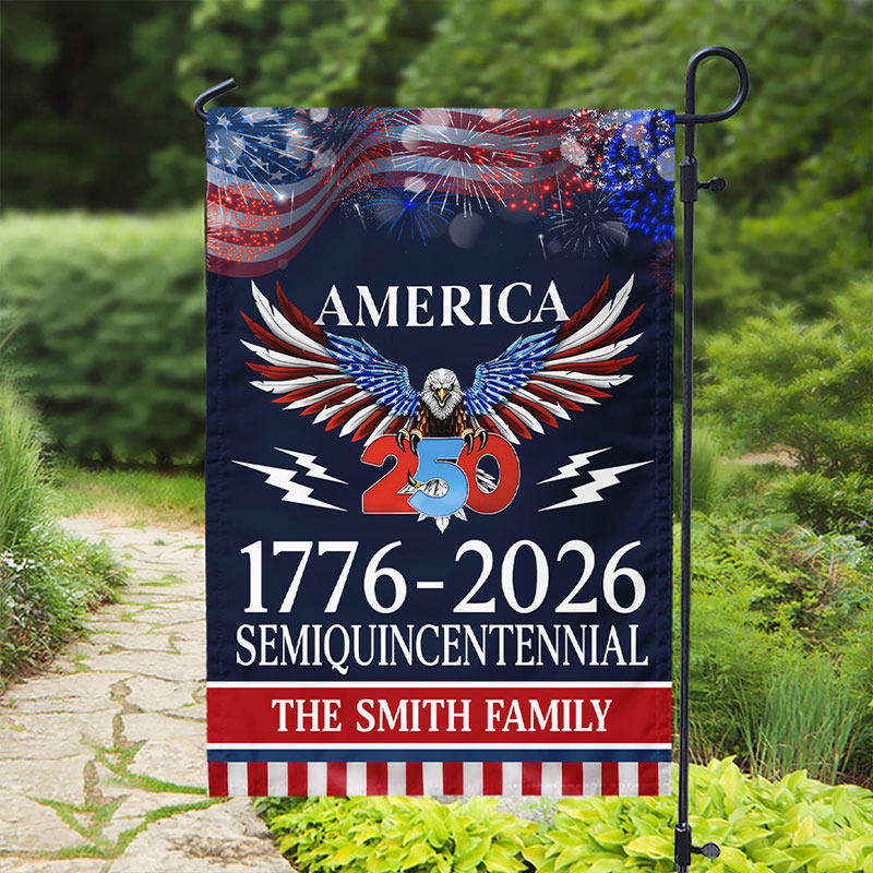 Personalized 250 Years America Semiquincentennial Garden Flag with Family Name