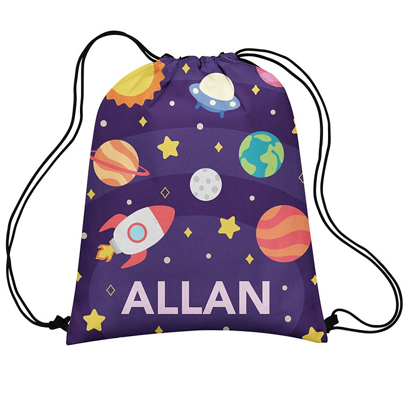 Personalized Outer Space Drawstring Goodie Bag Space Favor Bags Backpack for Geek Lover