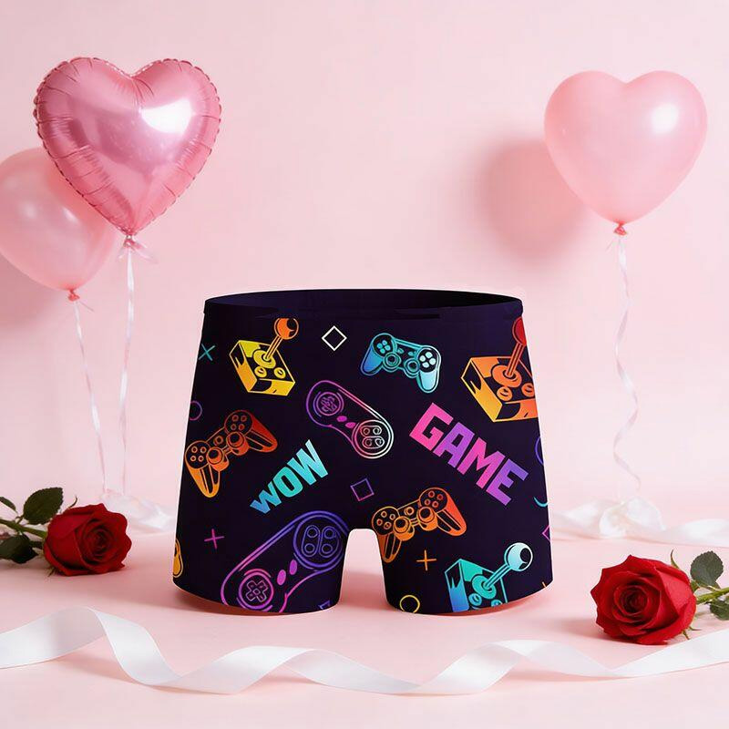 Personalized Picture Mens Underwear Boxer Briefs with Game Controller Pattern Best Gift for Boyfriend Geek Lover