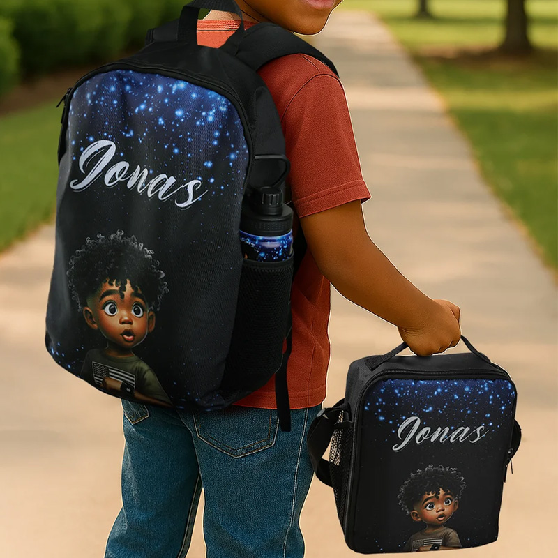 Personalized Colorful Graffiti Style Name Backpack Lunch Bag Pencil Case Set Back to School Birthday Gift for Boys Girls Students