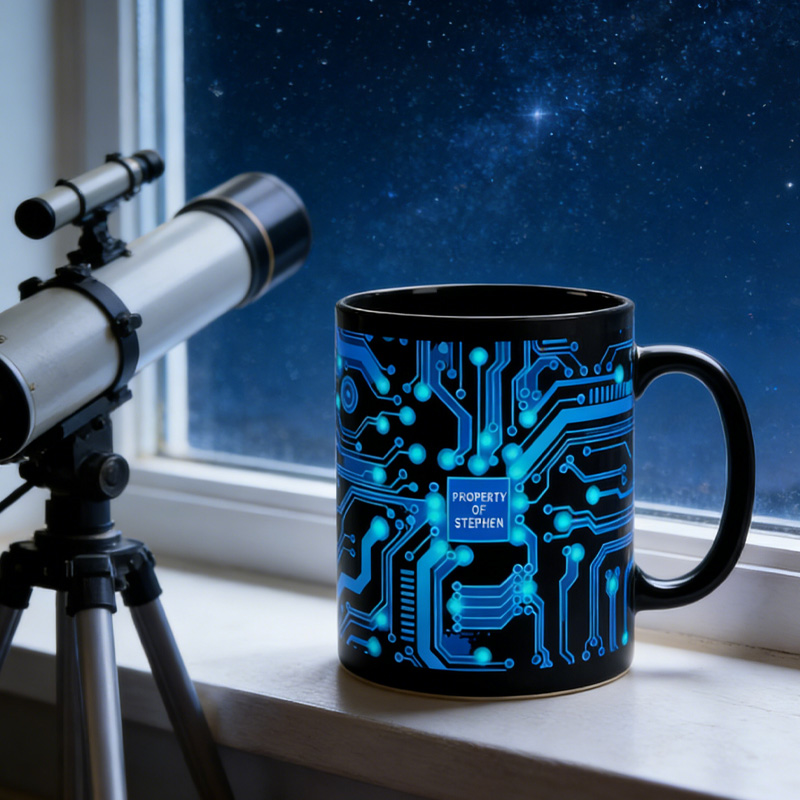 Personalized Blue Circuit Board Mug Custom Computer Coffee Mug Engineer Science Programmer Gift for Geek Lover