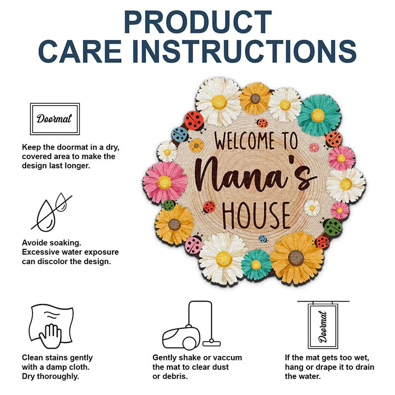 Personalized Welcome To Nana's House Doormat Gift For Grandma Custom Shaped Doormat