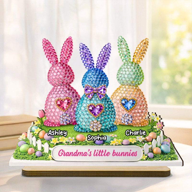 Personalized Grandma's Little Bunnies Easter with Names Custom 2-Layered Wooden Plaque Sentimental Easter Gift for Grandma