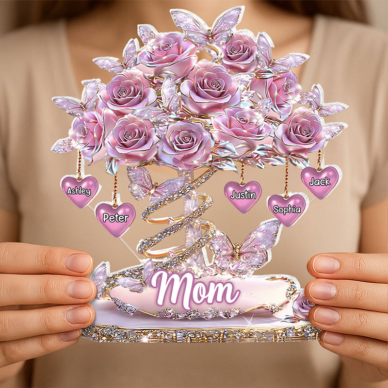 Personalized Best Mom Ever Heart Tree Acrylic Block Plaque Heartfelt Gift For Mom Grandma