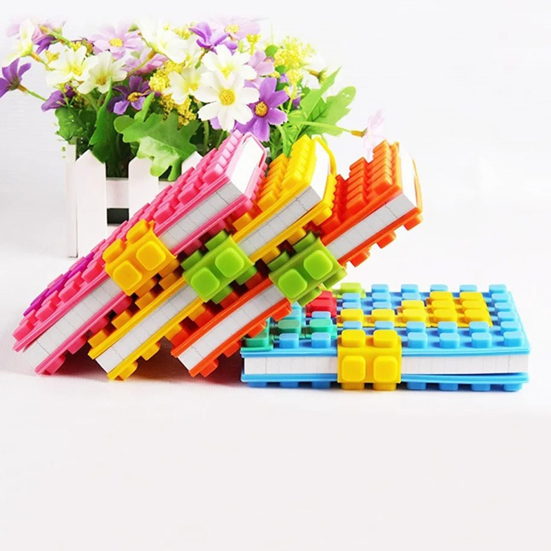 Personalized Building Block Notebook with Name A6 Mini Notepad Colorful Silicone Brick Style Lined Journal Notebook Birthday Party Favors for Geek Lover