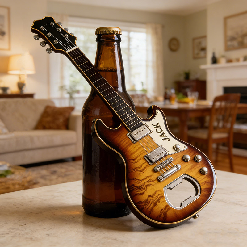 Personalized Guitar Shaped Bottle Opener with Name Concert Celebrations Birthdays Holiday Parties Gift for Guitarists Band Members Music Lovers