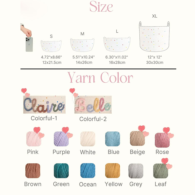 Personalized Handmade Candy Basket Personalized Name Storage Baby Shower Gift S-XL Icon Option  Toy Organizer Easter Basket gift for kids