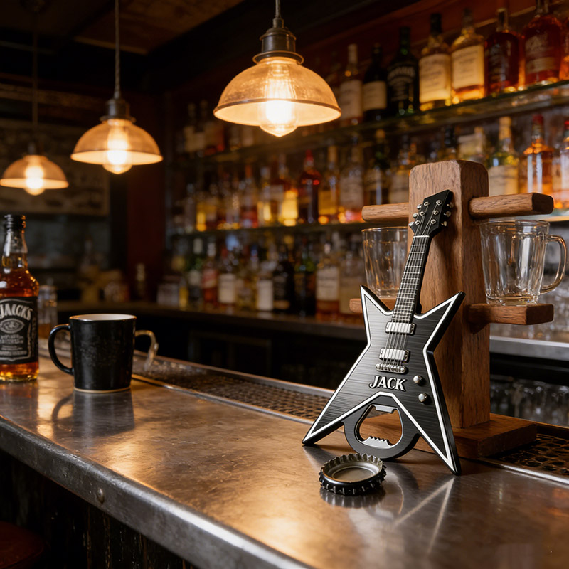 Personalized Electric Guitar Shaped Bottle Opener with Name Concert Celebrations Birthdays Holiday Parties Gift for Guitarists Band Members Music Lovers