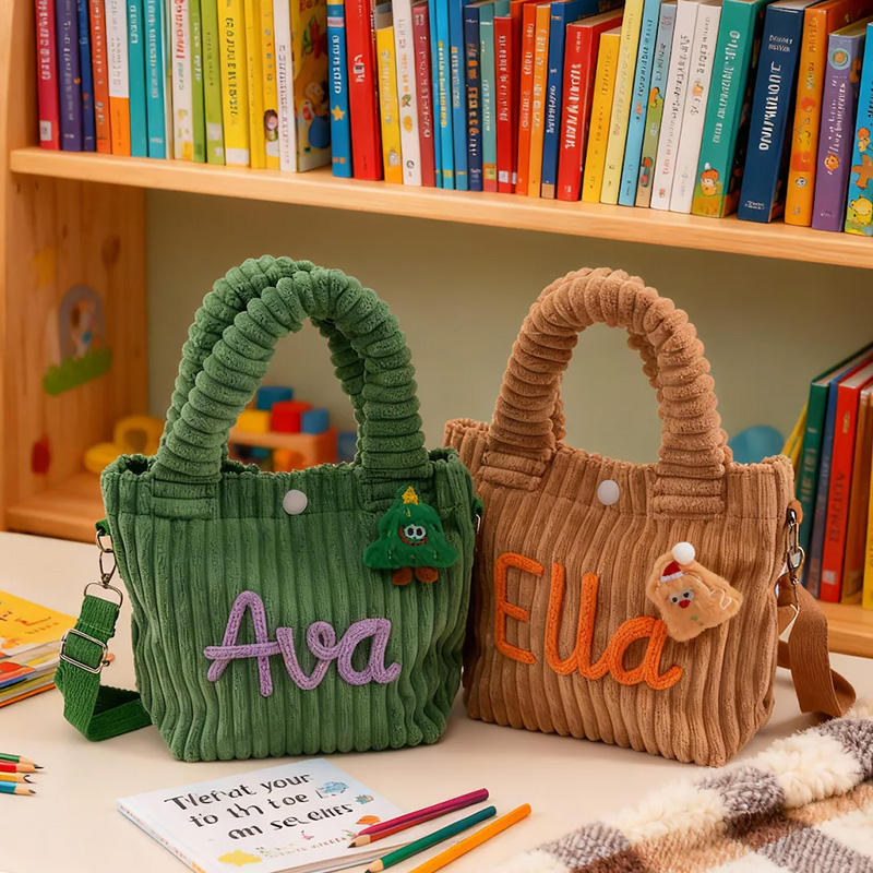 Personalized toddler crossbody bag small corduroy purse for daycare baby travel bag flower girl gift  for boy and girl preschool and birthday present