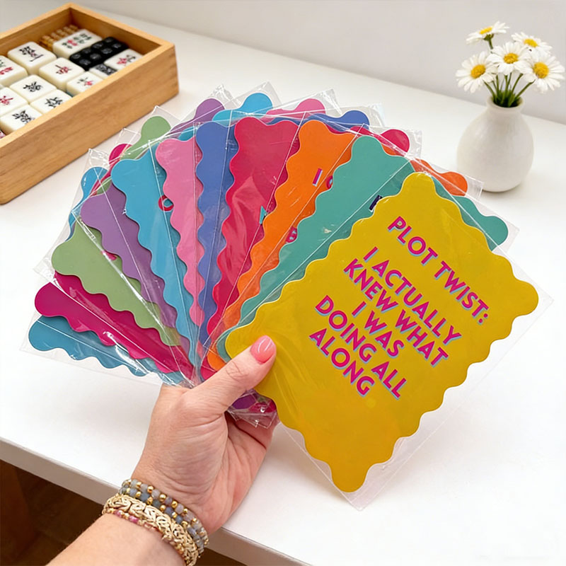 Mahjong Shuffle Card Scalloped Edges & Bright Colors Sized to Store with Mahjong League Cards