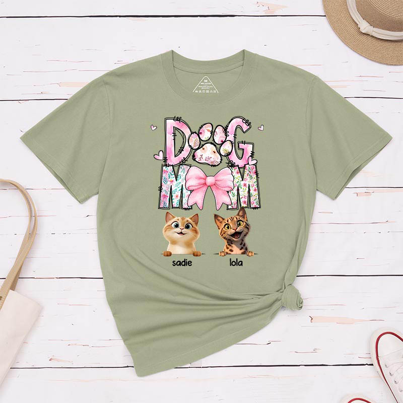 Personalized Cat Lover Just a Floral Girl with a Fluffy Boss Cat Mom T-Shirt