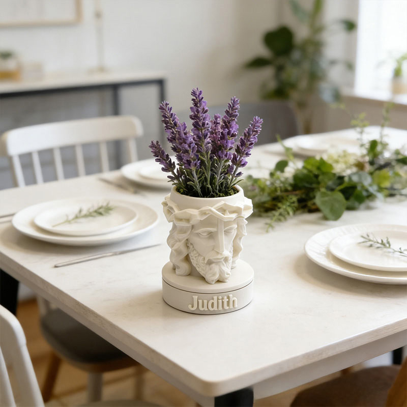 Personalized 3D Printed Jesus Crown of Thorns Christ Planter with Custom Name Can Also be Used as Pen Holder or Desk Organizer Religious Gift