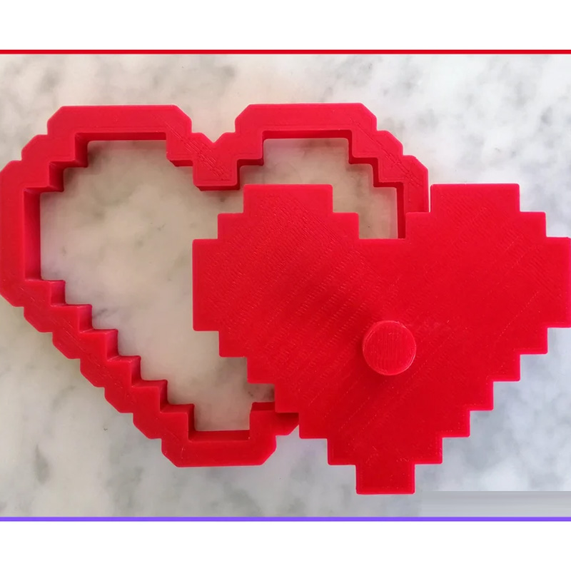Personalized 8 Bit Gamer Heart Cookie Cutter 3D Printed Baking Supplies Fondant Tool Craft Stamp for Gamer Geek Lover