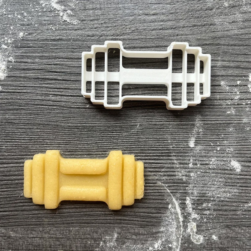 Personalized Gym Themed Cookie Cutter Biceps Dumbbell Weight Plate 3D Printed Baking Supplies Fondant Tool Craft Stamp for Gym Lover
