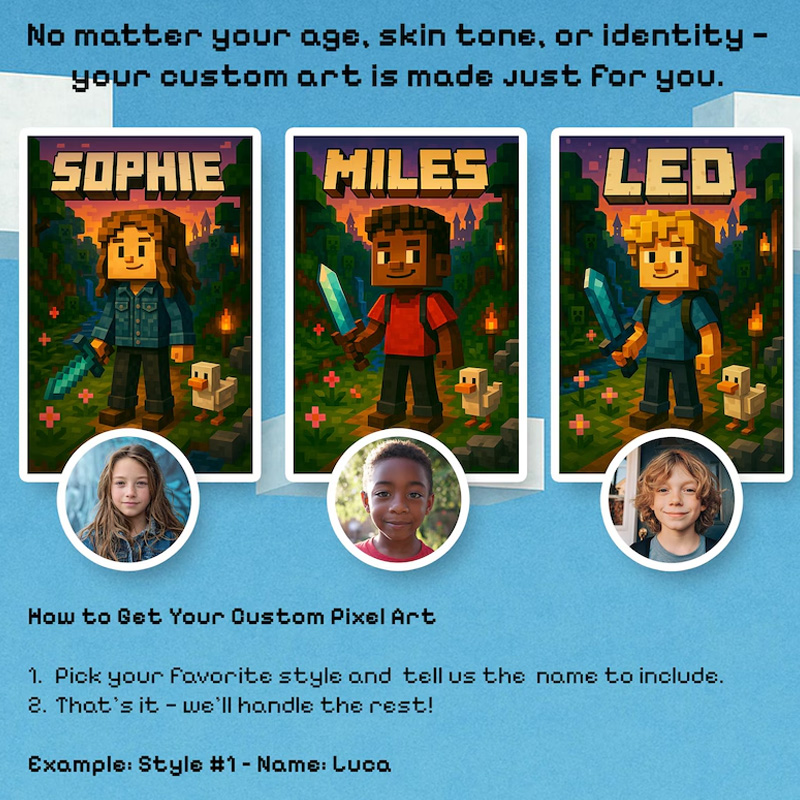 Personalized Digital Gamer Portrait from Photo Custom Character Art for Geek Lover