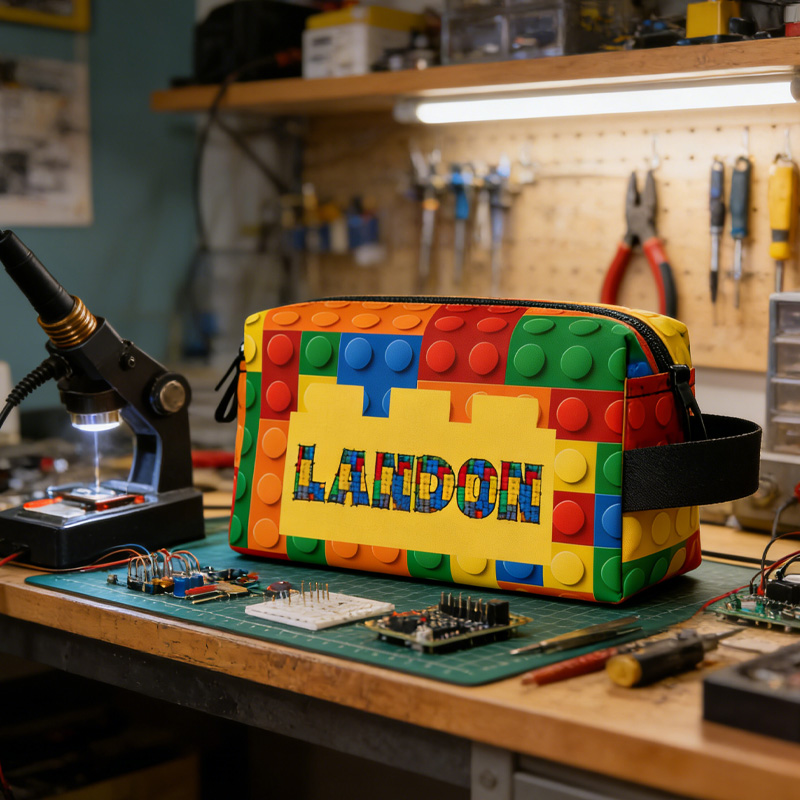 Personalized Building Block Accessory Pouch Custom Name Travel Bag for Geek Lover