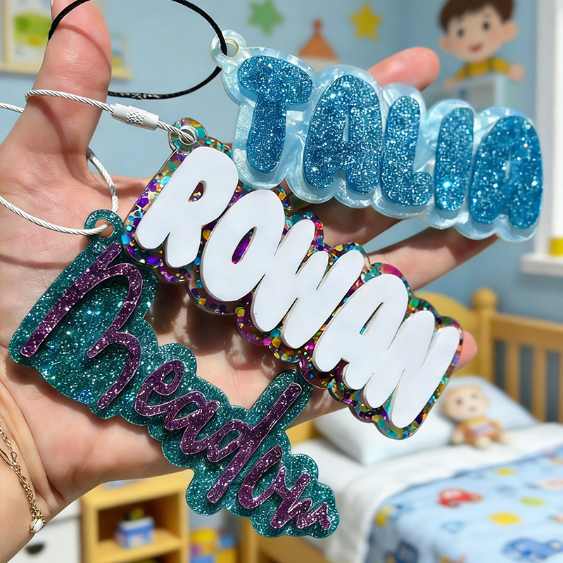 Personalized Name Tag for Backpack Acrylic Keychain Gift for Kids Boys Name Keychain Custom Bag Tag Back to School Name Tag Sports Bag Keychain for Kids Diaper Bag Name Tag