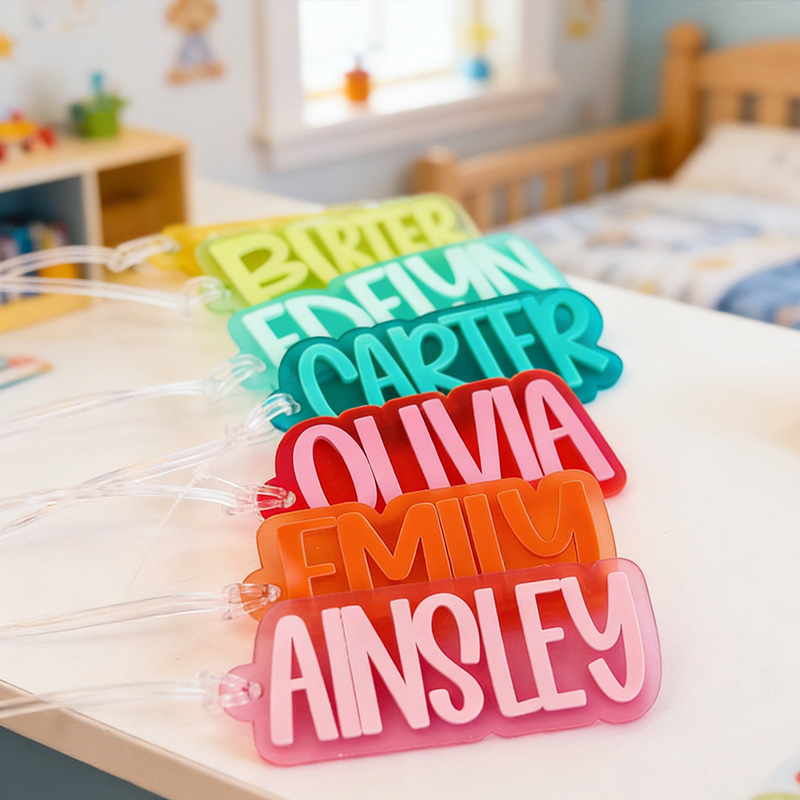 Personalized Name Tag for Backpack Acrylic Keychain Gift for Kids Boys Name Keychain Custom Bag Tag Back to School Name Tag Lunch Box Tag for Kids Diaper Bag Name Tag