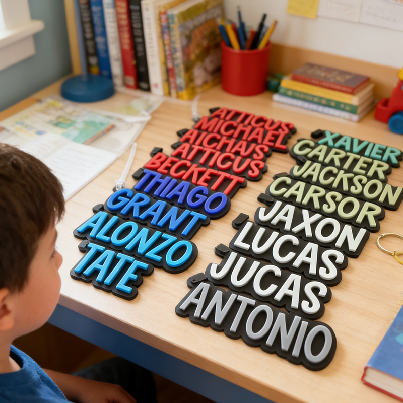 Personalized Matte Black Acrylic Bag Tag for Backpack Acrylic Keychain Gift for Kids Boys Name Keychain Custom Bag Tag Back to School Name Tag Lunch Box Tag for Kids Diaper Bag Name Tag