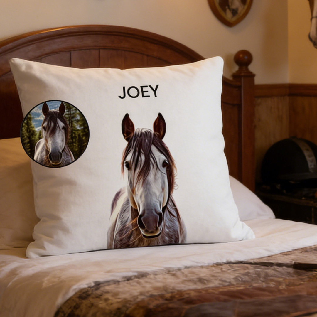 Personalized Equestrian Throw Pillow Horse Pillow Custom Equestrian Pillow From Horse Photo Custom Horse Gifts Farmhouse Decor for Riding Lovers Equestrian Lovers