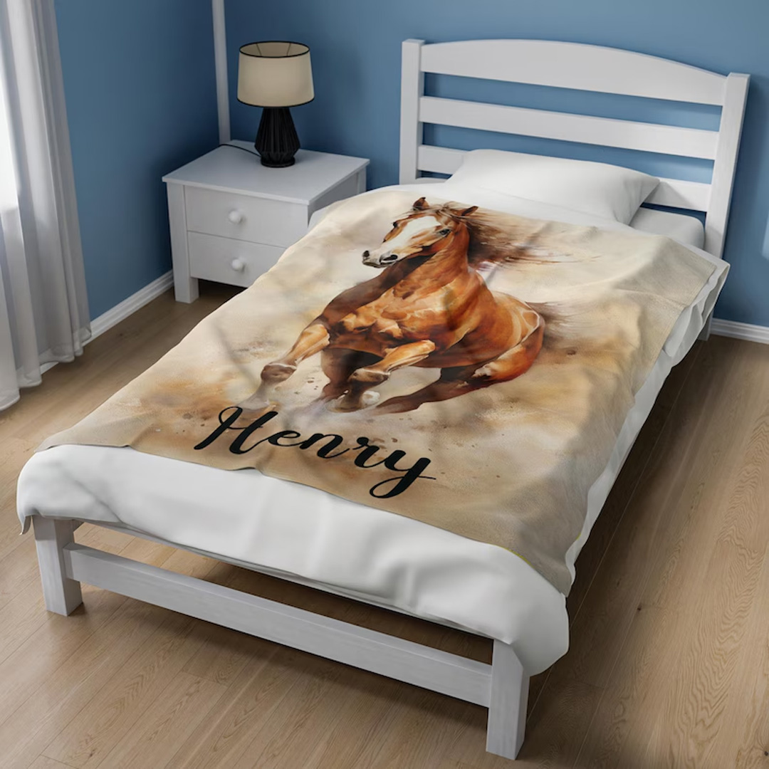 Personalized Riding Blanket Equestrian Horse Photo Custom Keepsake Blanket for Horse Enthusiast Family Blanket for Riding Lovers Equestrian Lovers