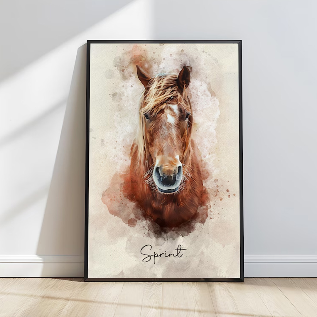 Personalized Horse Gift Photo Portrait Equestrian Art Print Wall Decor Home Decor Gift for Riding Lover