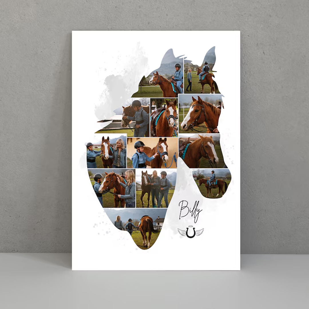 Personalized Horse Photo Collage Equestrian Art Print Wall Decor Home Decor Gift for Riding Lover
