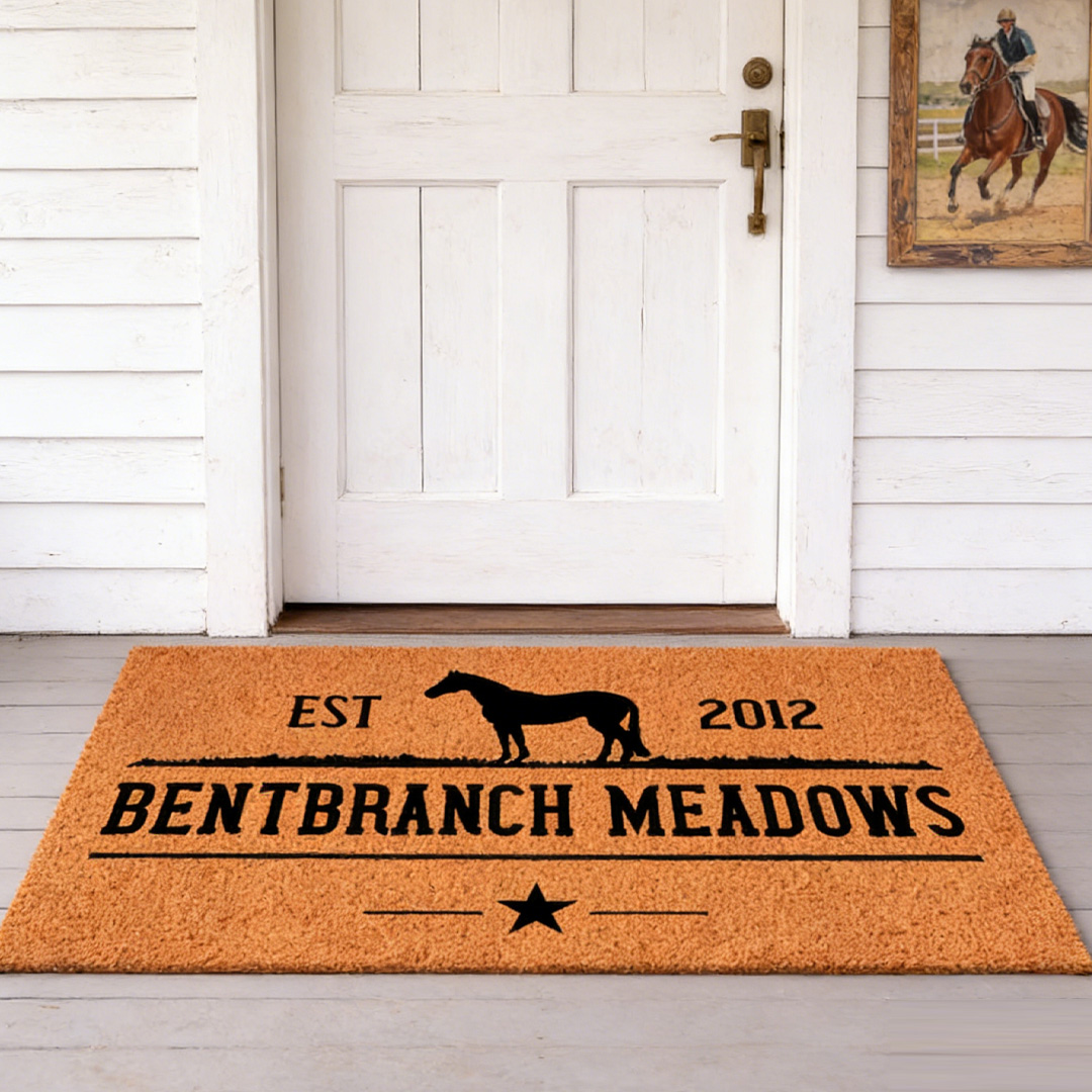 Personalized Name and EST Horse Farm Horse Ranch Farm Mat Farmhouse Welcome Mat Farmer Door Mat Farm Gift for Riding Lovers Equestrian Lovers