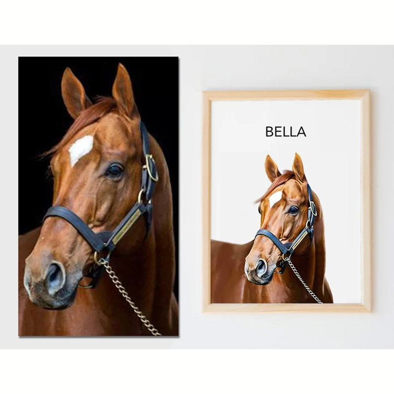 Personalized Horse Portrait From Photo Custom Horse Portrait Home Decor Gift for Riding Lover