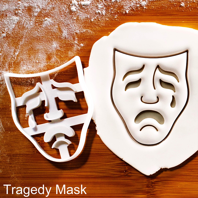 Personalized Tragedy Mask Cookie Cutter Sock and Buskin Theatrical Drama Masks