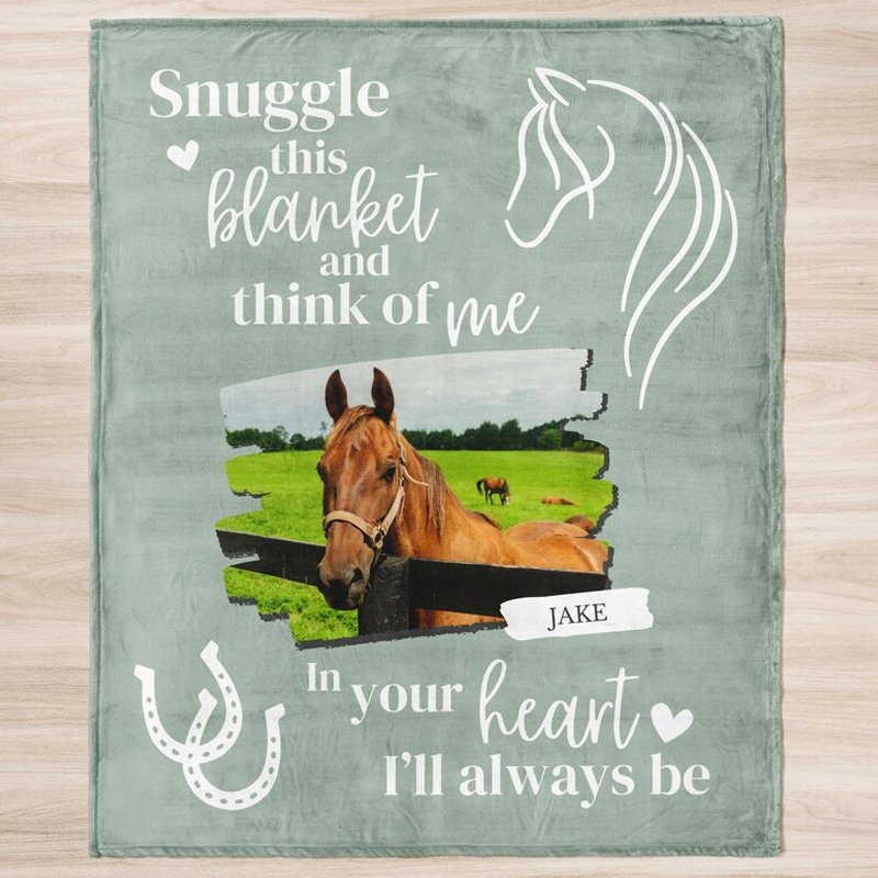 Personalized Blanket Horse Memorial Photo Blanket In Memory Of Horse Gift Throw Blanket for Riding Lovers Equestrian Lovers