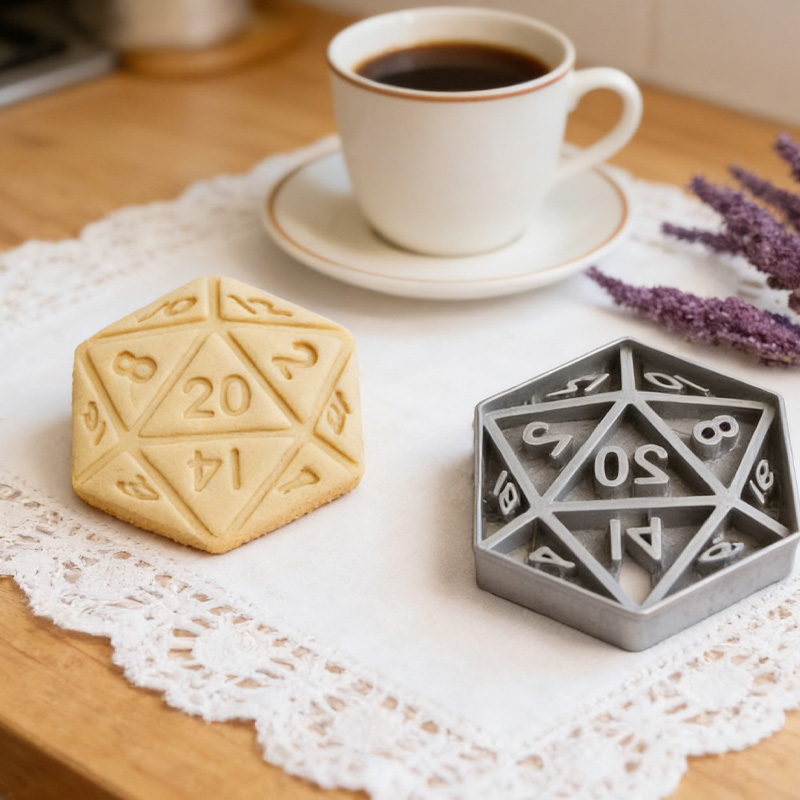 Personalized 20 Sided Die Cookie Cutter 3D Printed Baking Supplies Fondant Tool Craft Stamp for Gamer Geek Lover