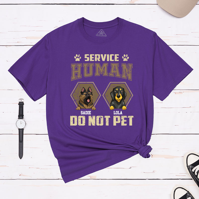 Personalized Dog Lover Retro Hexagon Service Human do Not Pet T-Shirt