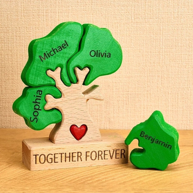 Personalized Family Tree Puzzle Wooden Home Sweet Home Decor Unique Housewarming Gift Custom Family Keepsake for New Home Living Room Decoration