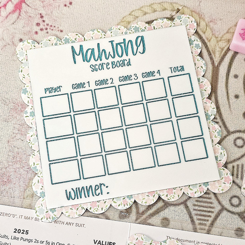 Personalized "The Classic Garden Party" Mahjong Practice Board Mahjong Scoreboard for Learning and Scoring