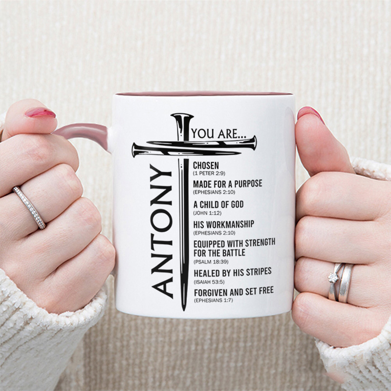 Personalized You Are Nails Cross 11oz Ceramic Mug with Custom Name Encouraging Scripture Coffee Mug Christian Gift for Men Teen Boy Father's Day Gift
